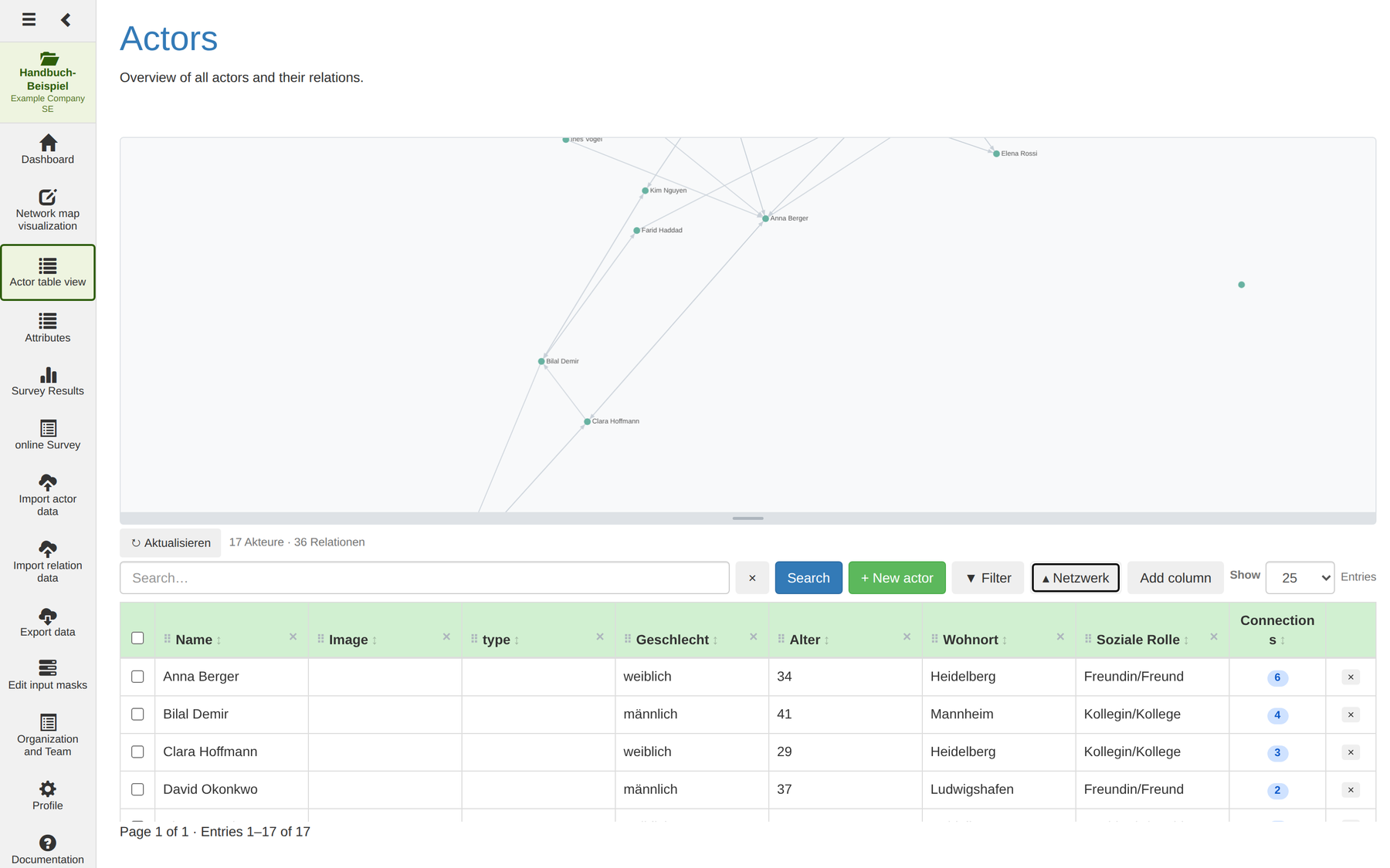 Network visualisation The optional network visualisation