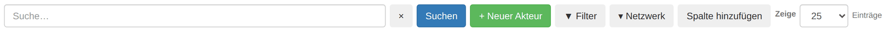 Werkzeugzeile Die Werkzeugzeile der Akteurstabelle