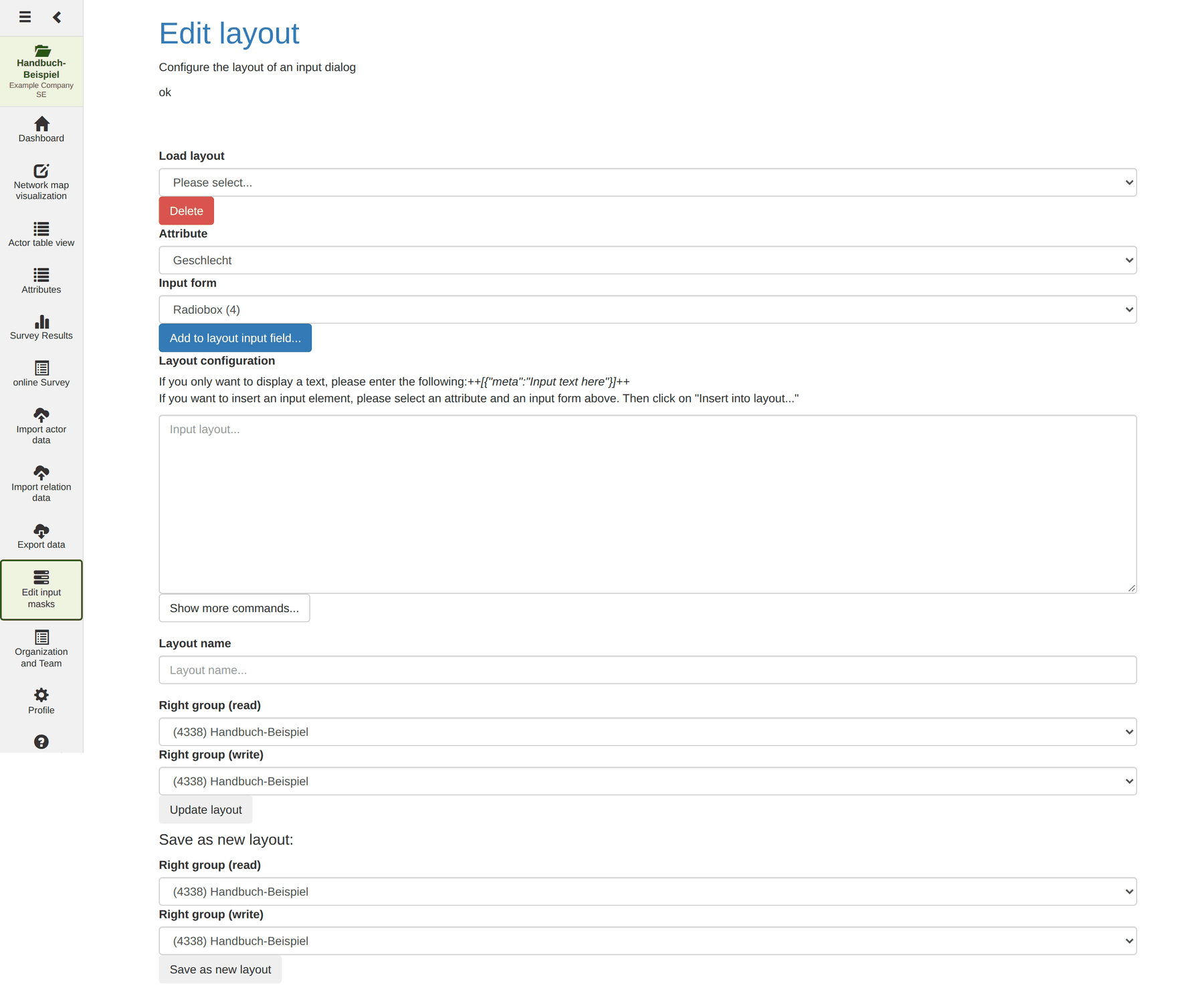 Edit layout templates The input mask module