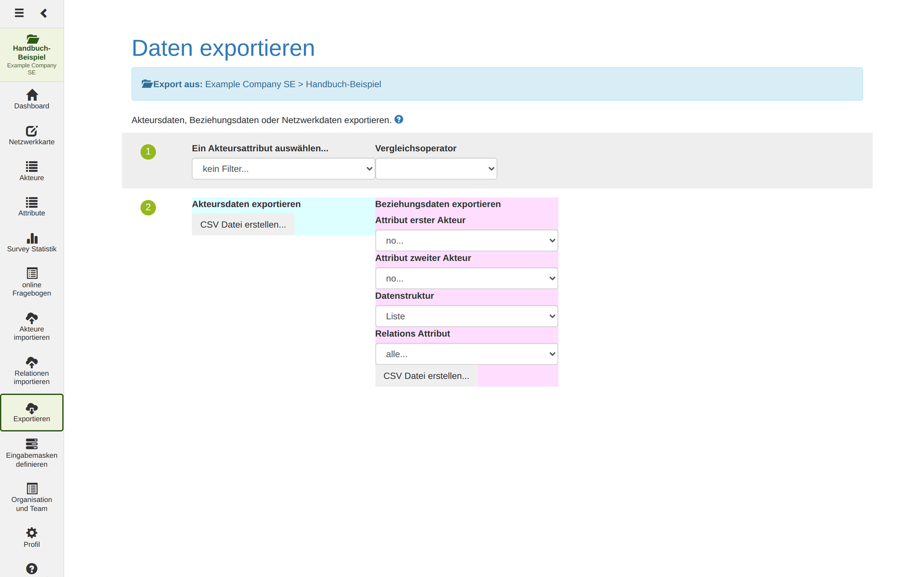 Das Modul Exportieren im Überblick