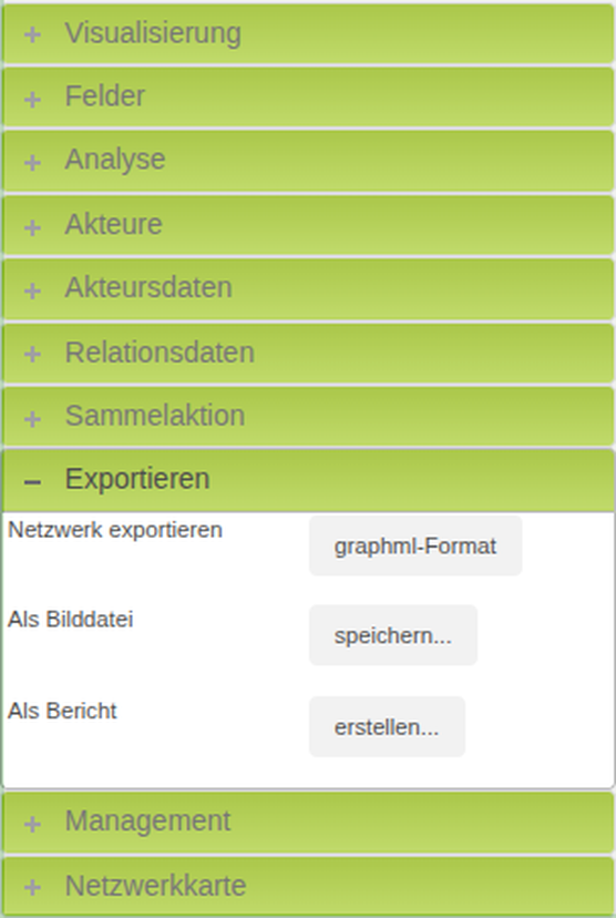 Abschnitt Exportieren