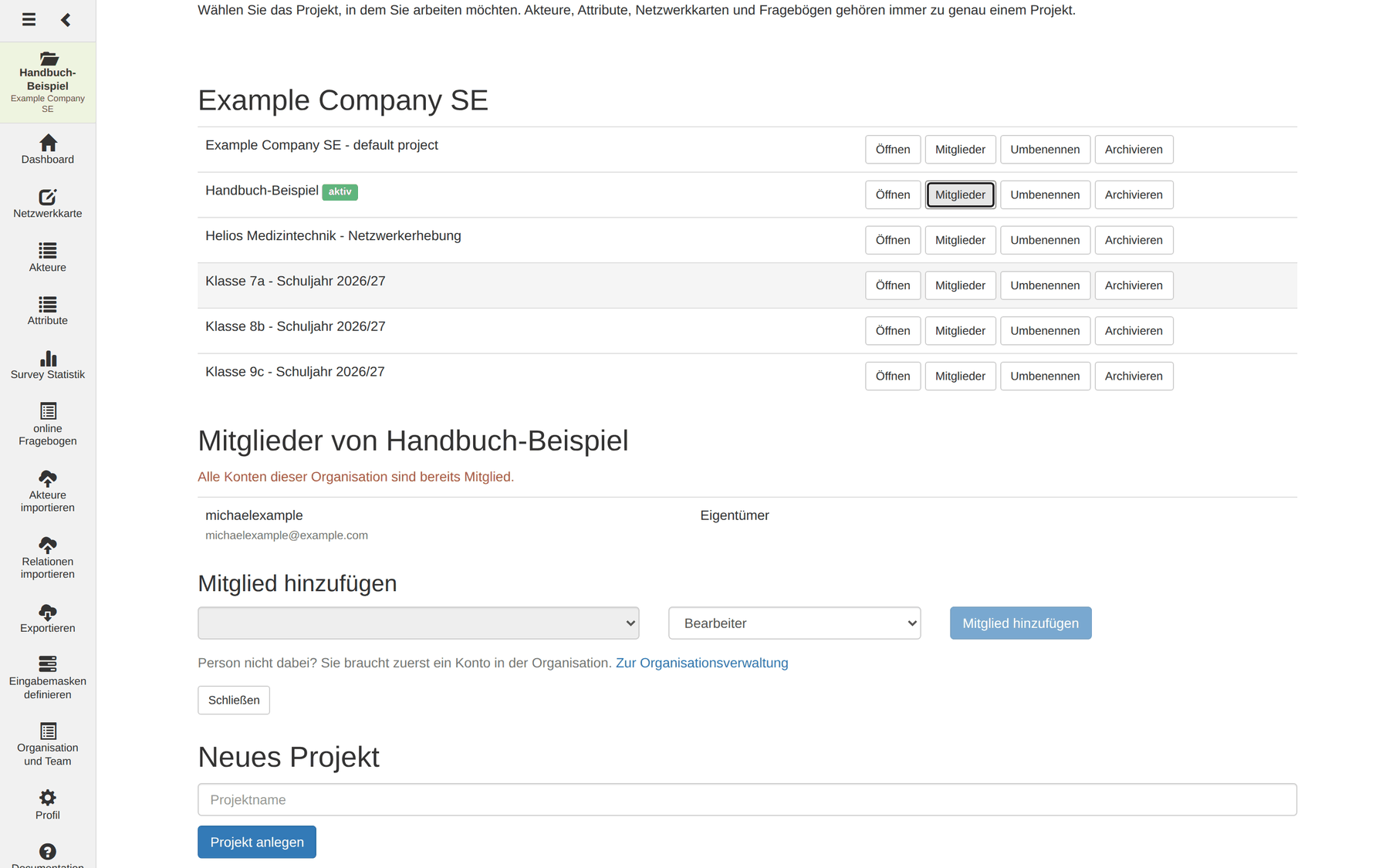 Mitglieder von … Die Mitgliederverwaltung eines Projekts