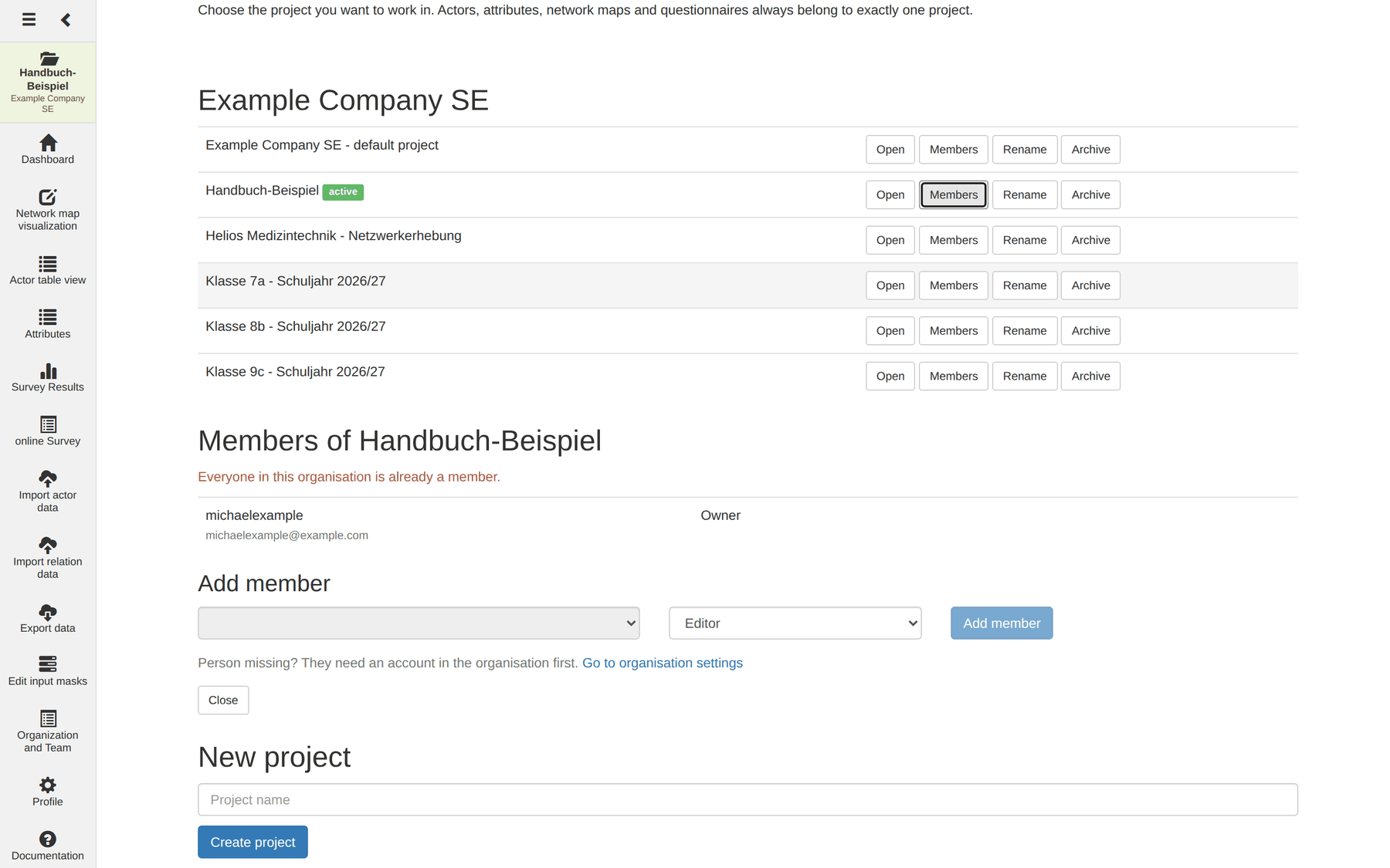 Managing the members of a project