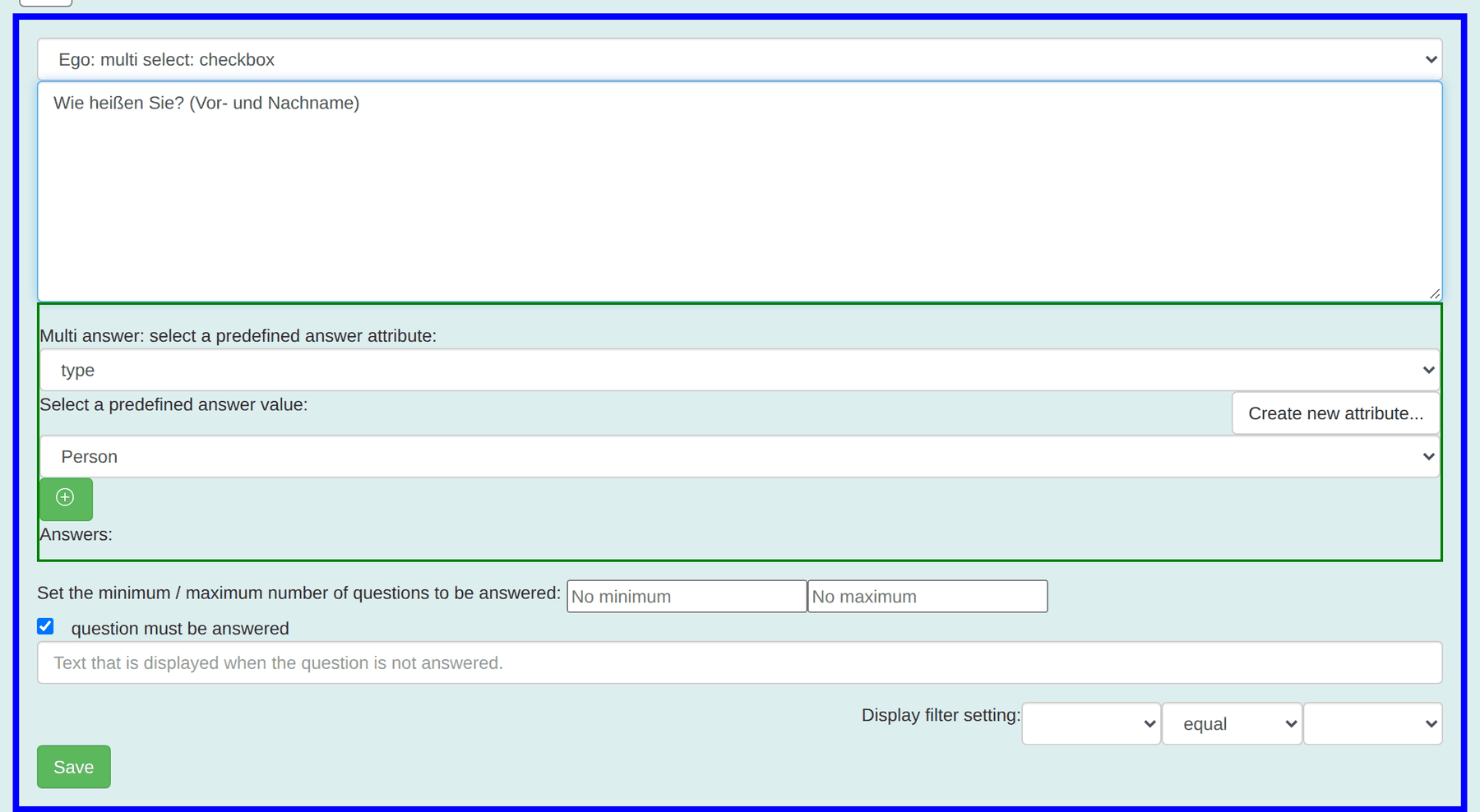 Konfiguration: multi select checkbox