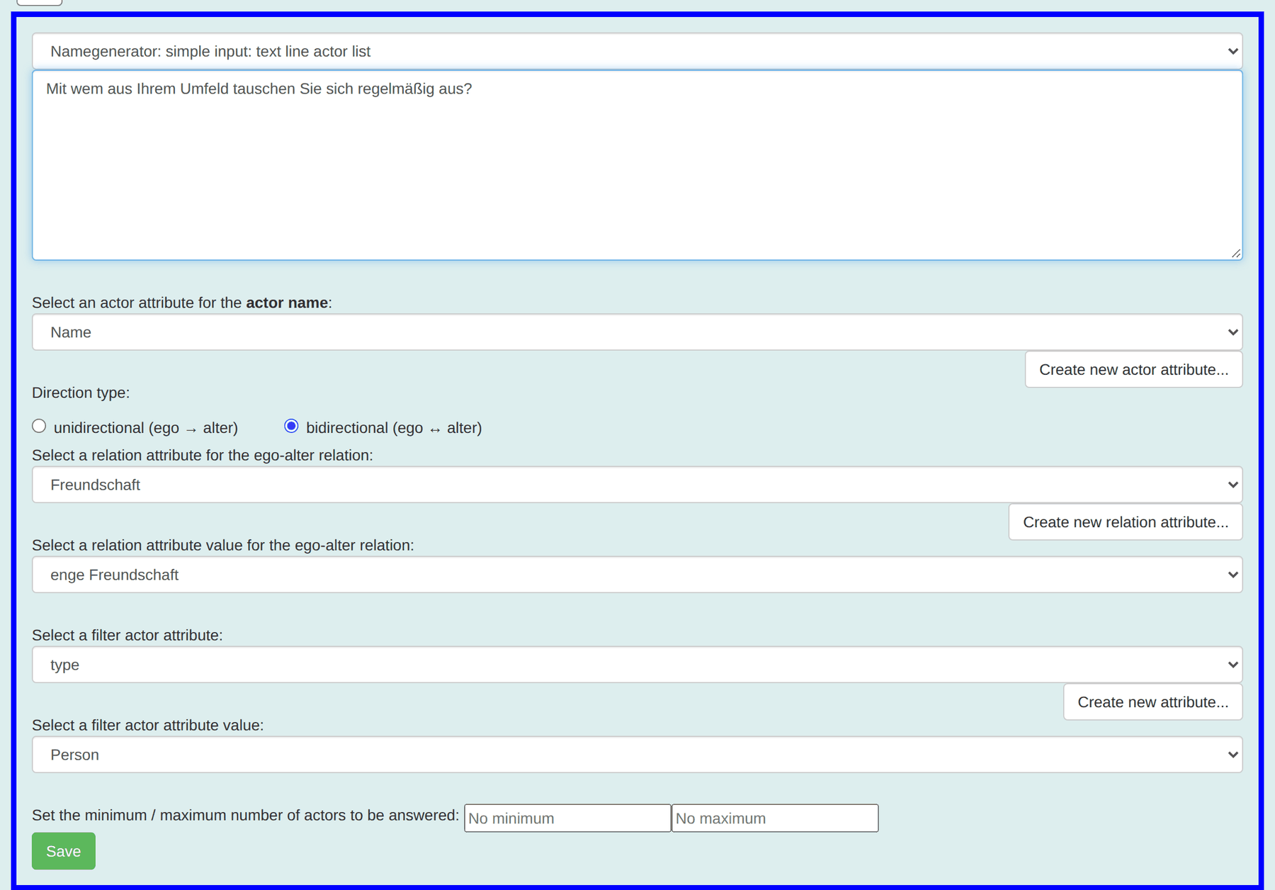 Konfiguration: Namensgenerator mit Liste