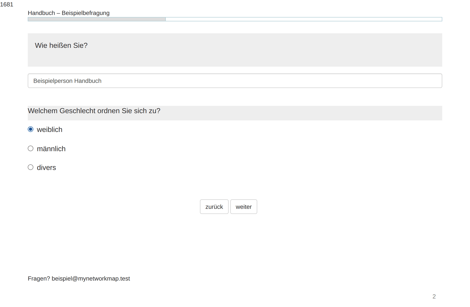 In the questionnaire: single select radiobox