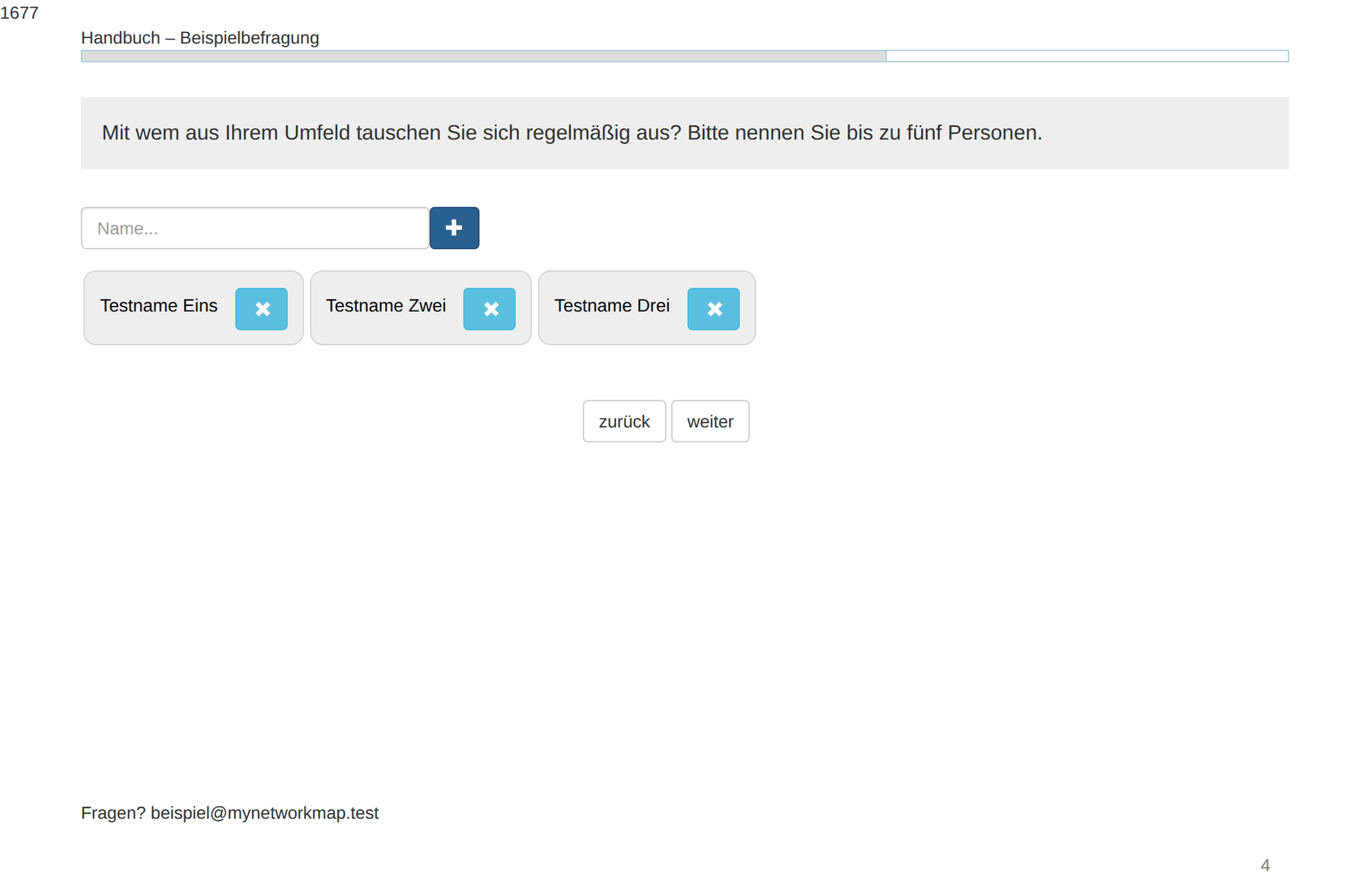 Im Fragebogen: Namensgenerator mit Liste