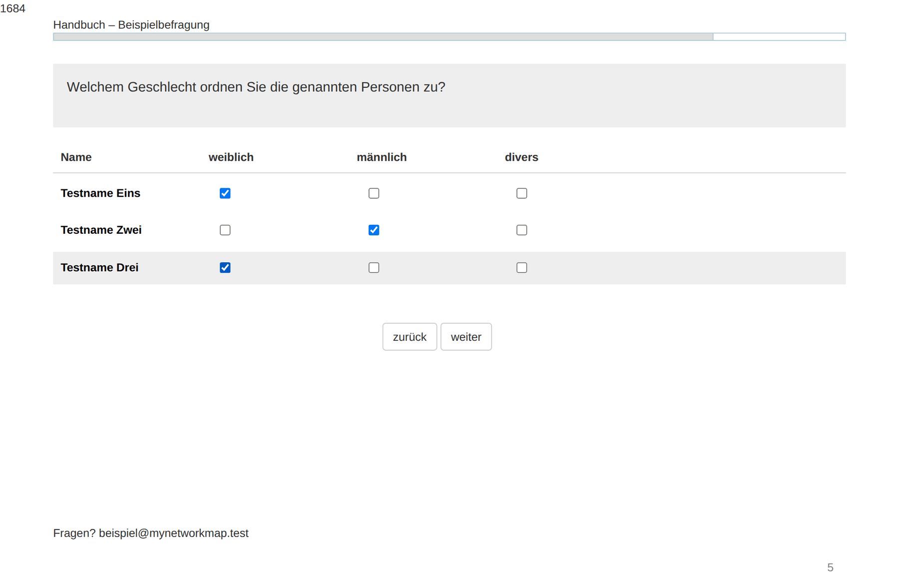 In the questionnaire: name interpreter