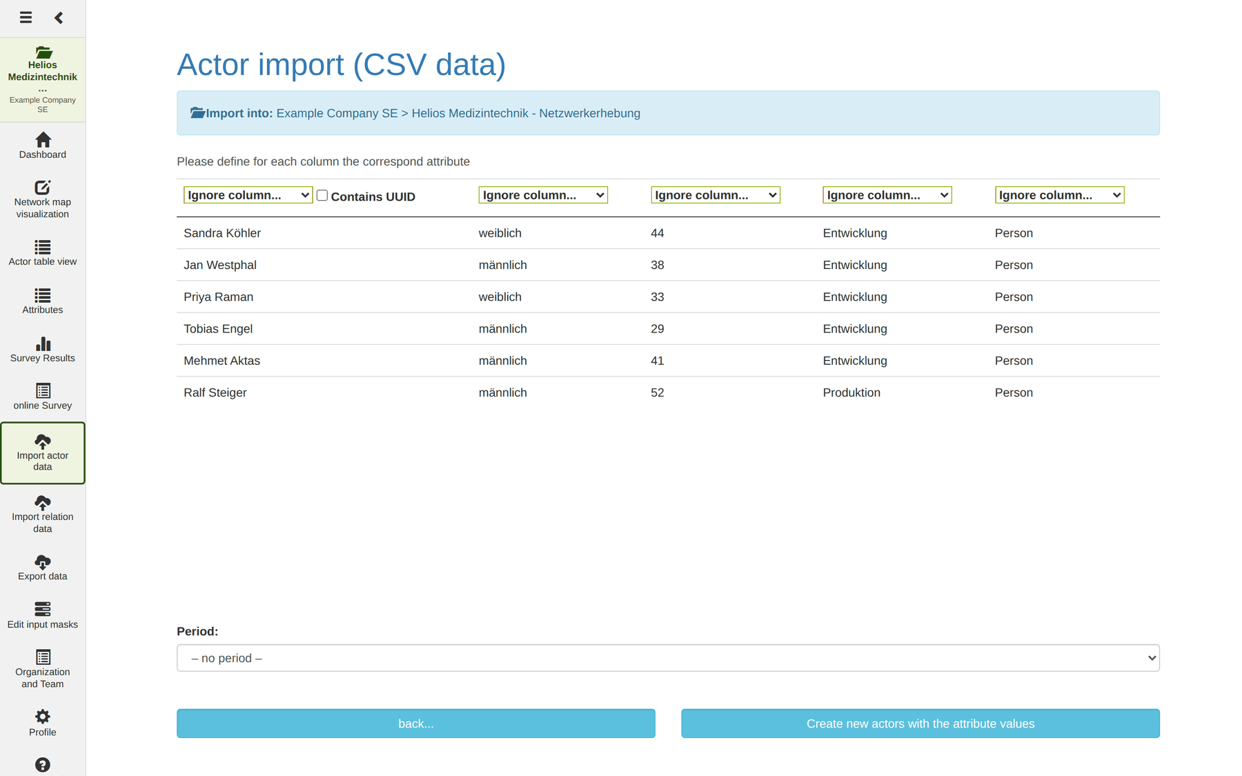 Actor import, step 2