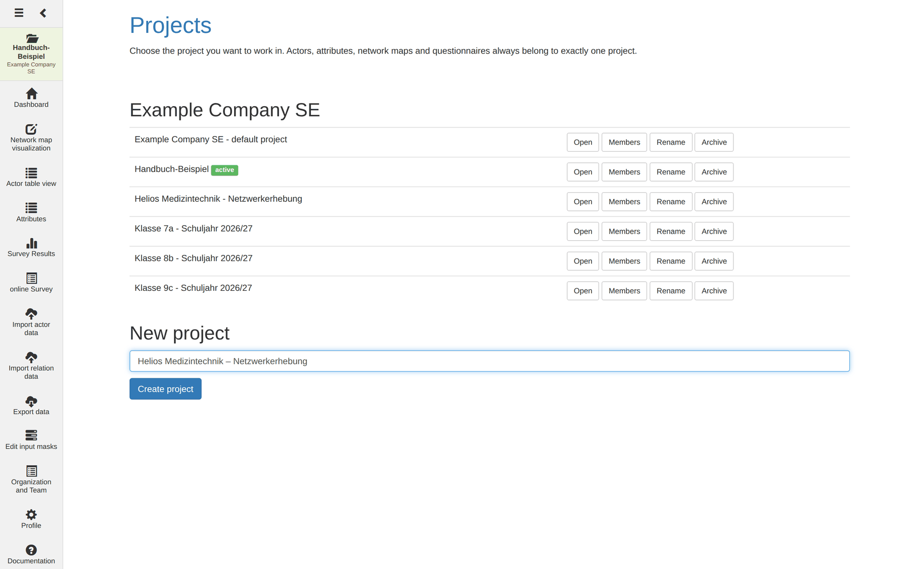 The project for the survey
