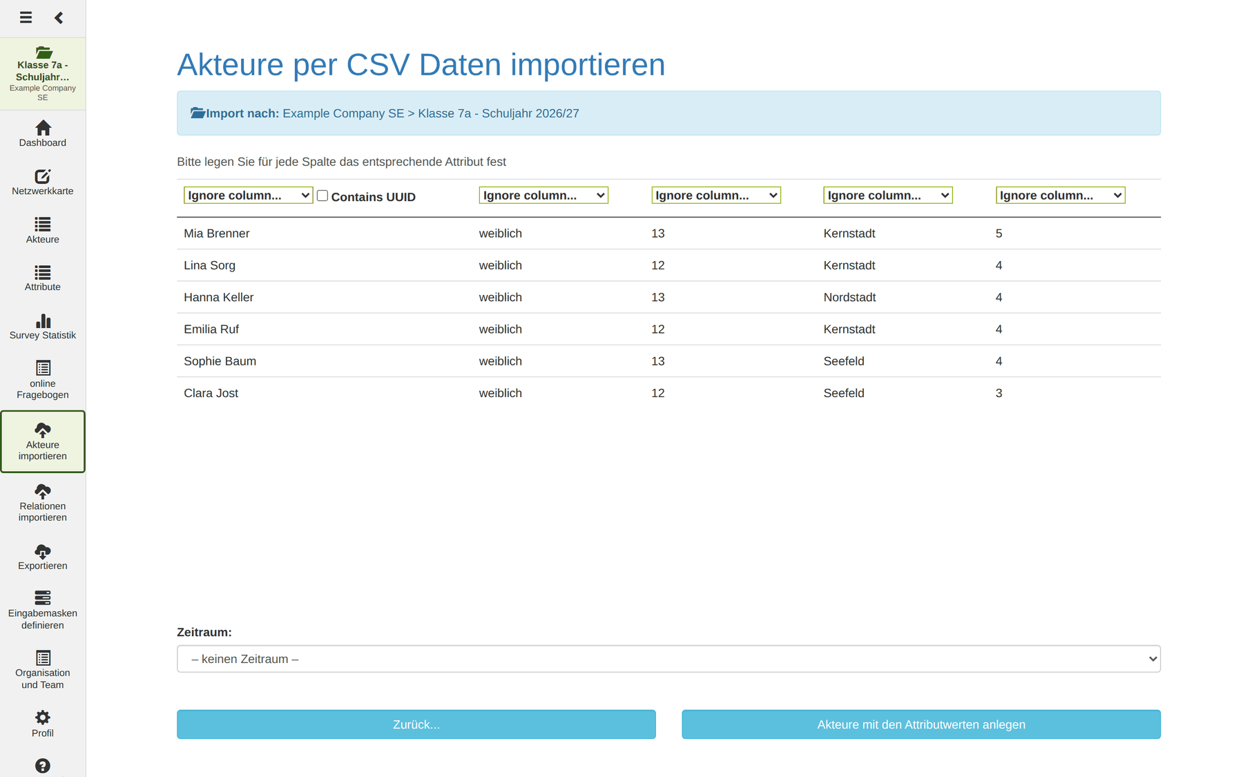 Import der Klassenliste